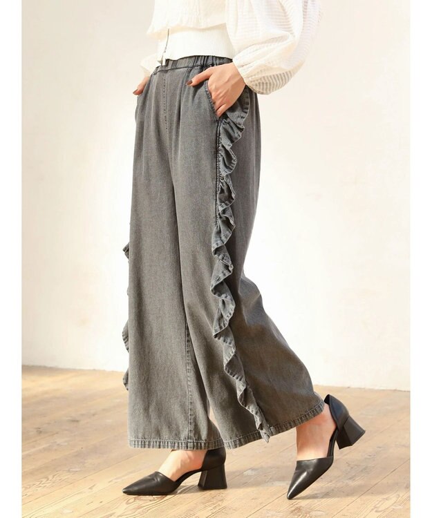 Green Parks ■ＥＳＣＡＲ　デニムサイドラッフルパンツ Gray