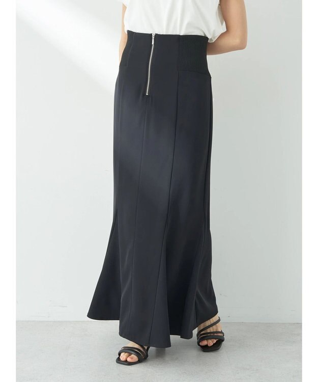 earth music&ecology バックレースサイドリブマーメイドスカート Black