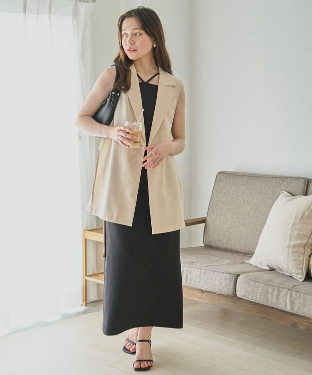 WEGO リネンライクサイドベルトベスト ナチュラル