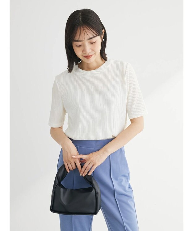 Green Parks プリーツ５分袖プルオーバー Off White