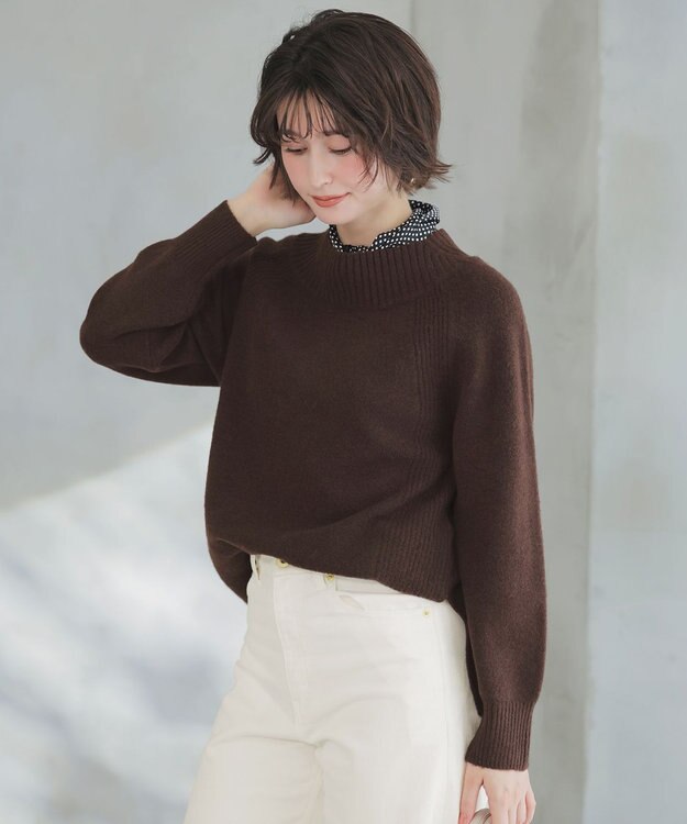 ANY SIS ボートネックAir ニット ブラウン