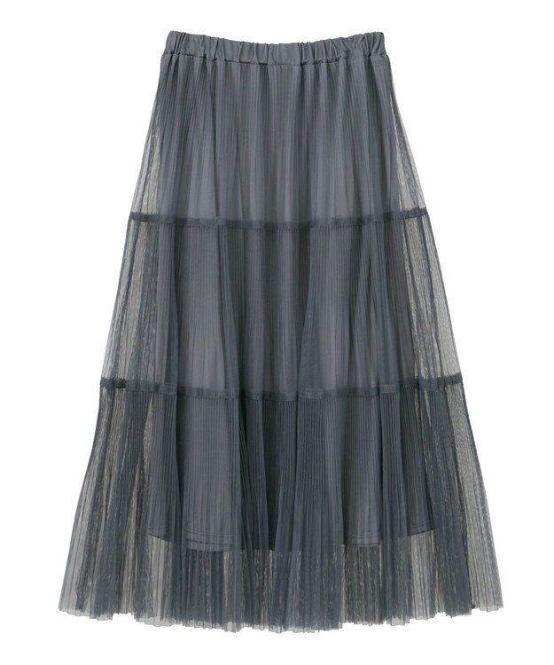 Green Parks チュールプリーツティアードスカート Gray