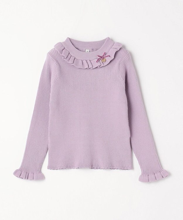 ANY KIDS 首フリル しあわせタッチ ニット ラベンダー
