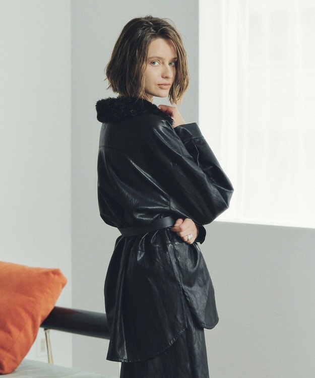 YECCA VECCA レザーライクシャツジャケット Black