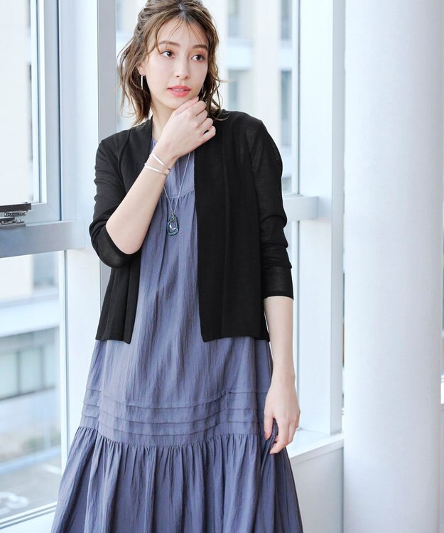 Tiaclasse L 【小倉優子さん着用・UVケア・接触冷感】ショートトッパーカーディガン ブラック