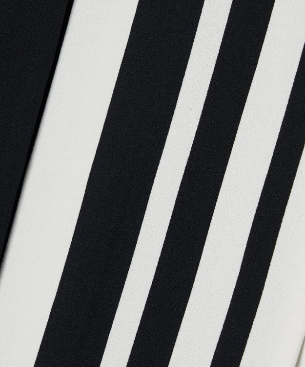 JOSEPH ストライプクレープ　ノーカラーシャツ Ivory/Black