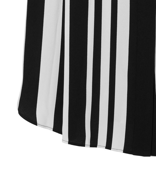 JOSEPH ストライプクレープ　ノーカラーシャツ Ivory/Black