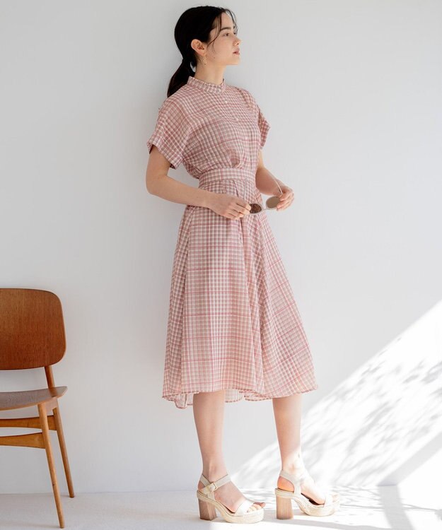 組曲 L 【洗える】シアーチェック ブラウス イエロー系3