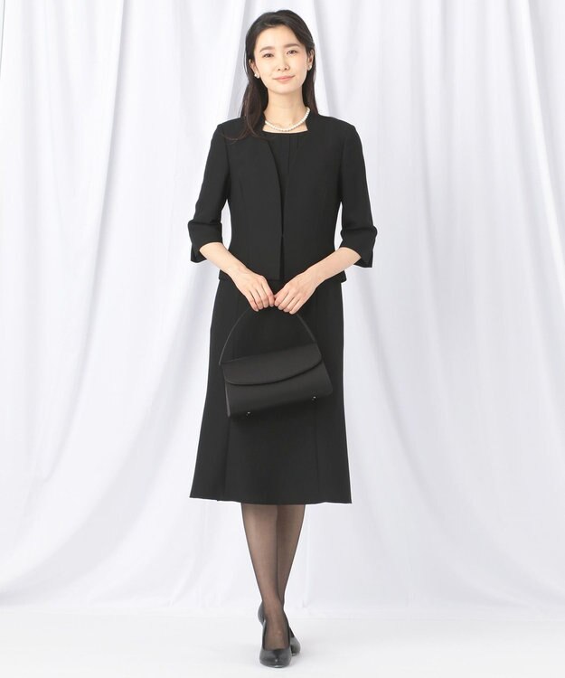 自由区 FORMAL 【前開きワンピース】ネルファータリンググログラン ジャケット+ワンピース ブラック系