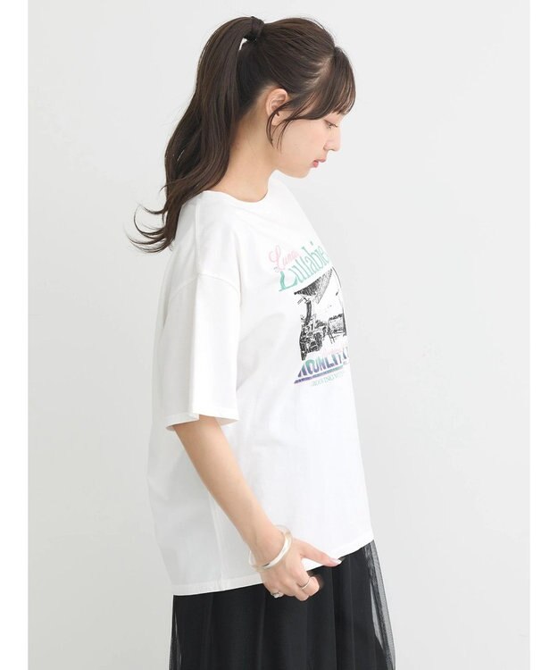 earth music&ecology ツアープリントＴシャツ Off White