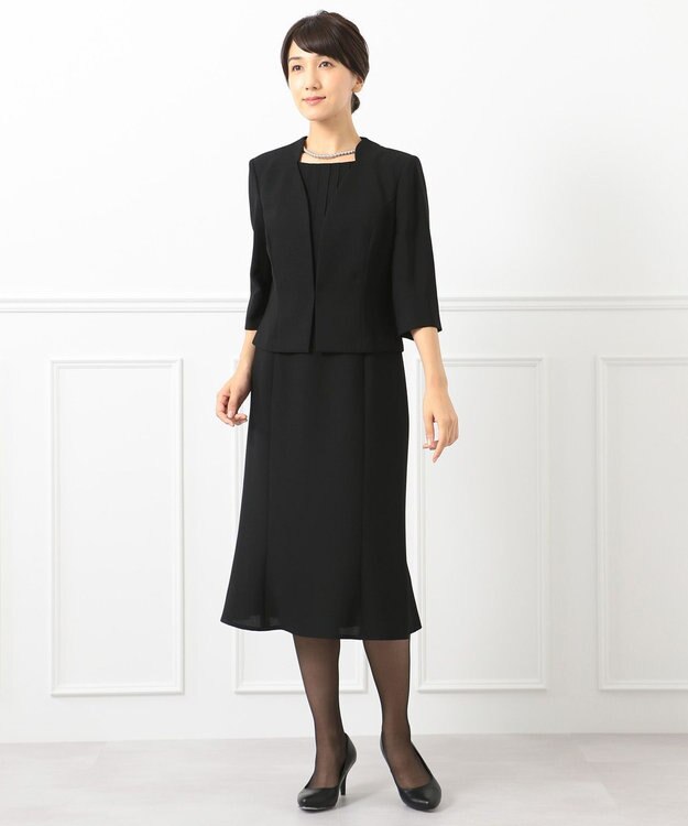 自由区 FORMAL 【前開きワンピース】ネルファータリンググログラン ジャケット+ワンピース ブラック系