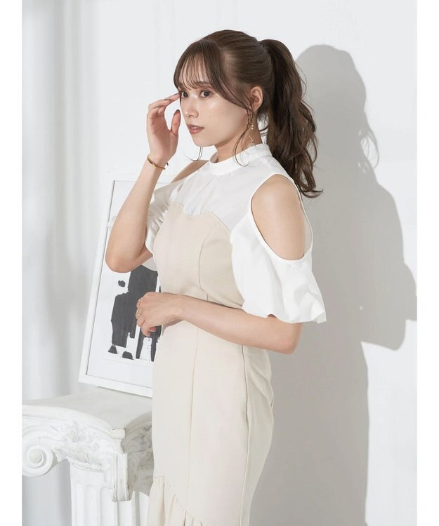 earth music&ecology オープンショルダードッキングプルオーバー Ivory