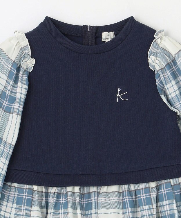 組曲 KIDS 【150-160㎝】ダブルフェイスドッキング ワンピース マローブルー系