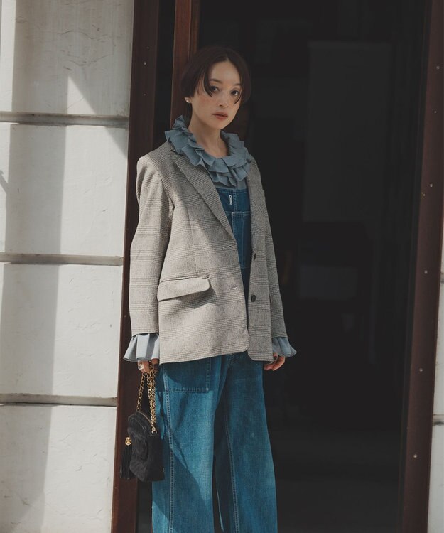 #Newans 【前後着用可能】【高山都さんコラボ】ビッグカラー２WAYブラウス グレー