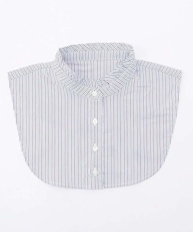 J.PRESS LADIES BEZハイネック フリル デコカラー ホワイト×パープル×ネイビー系