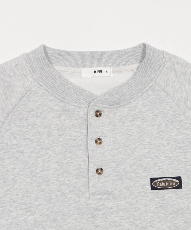 WEGO 【ユニセックス着用ITEM/MLサイズ展開/裏起毛】ショートドロストヘンリーネックプルオーバー アッシュグレー