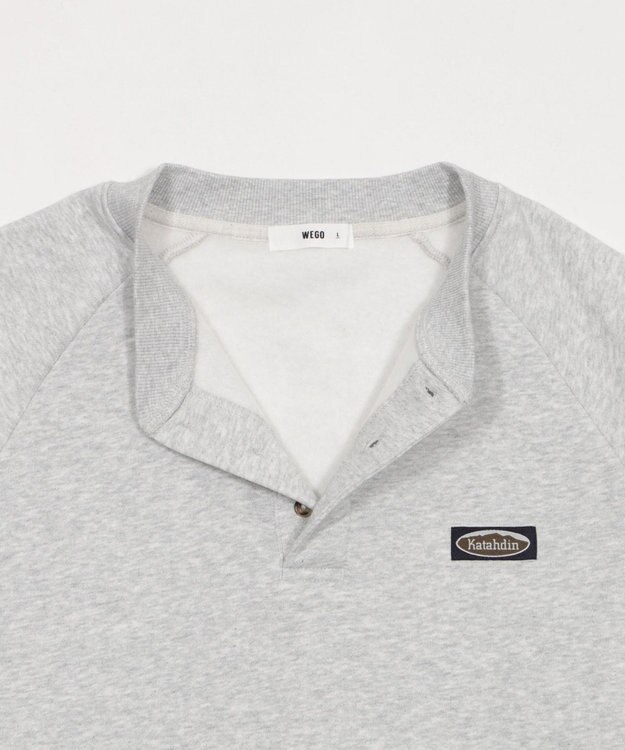 WEGO 【ユニセックス着用ITEM/MLサイズ展開/裏起毛】ショートドロストヘンリーネックプルオーバー アッシュグレー