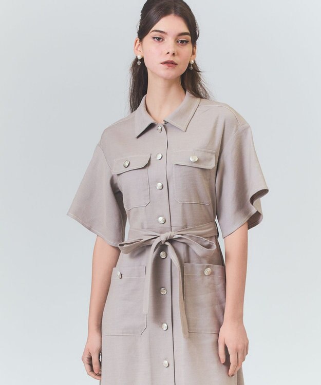 GRACE CONTINENTAL リネンデニムライクワンピース ベージュ