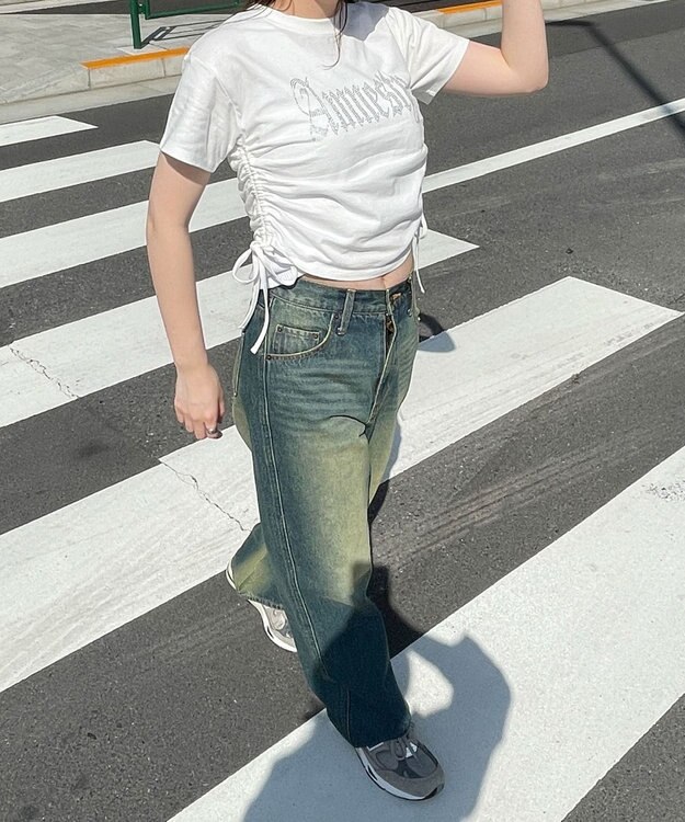 WEGO サイドドロストラインストーンT ホワイト