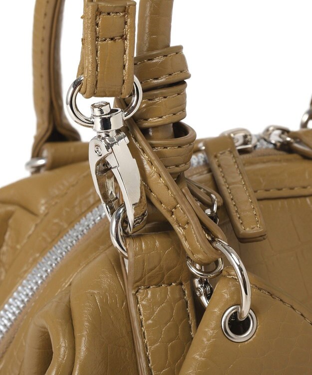 earth music&ecology キーチャーム付フレームボストンバッグ Camel