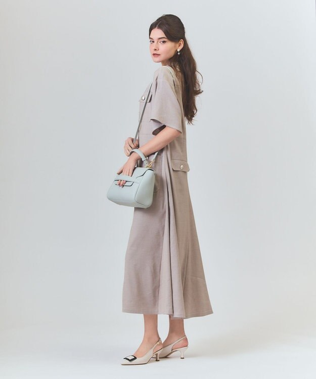 GRACE CONTINENTAL リネンデニムライクワンピース ベージュ