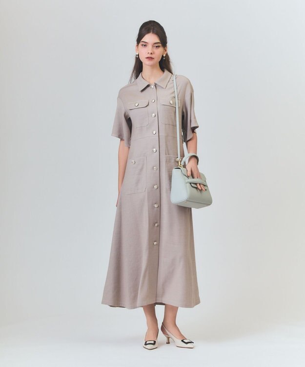 GRACE CONTINENTAL リネンデニムライクワンピース ベージュ
