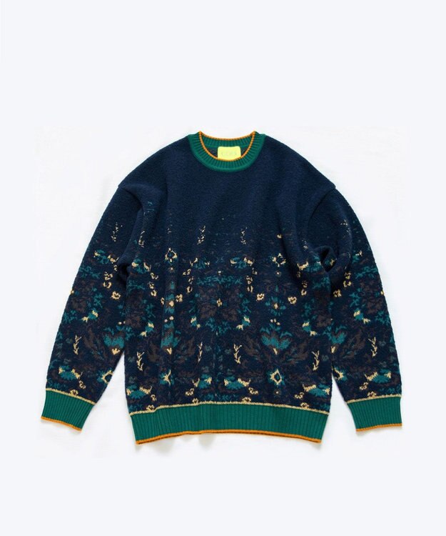 COQ FOREST MEMORY 花柄プルオーバーニット ネイビー