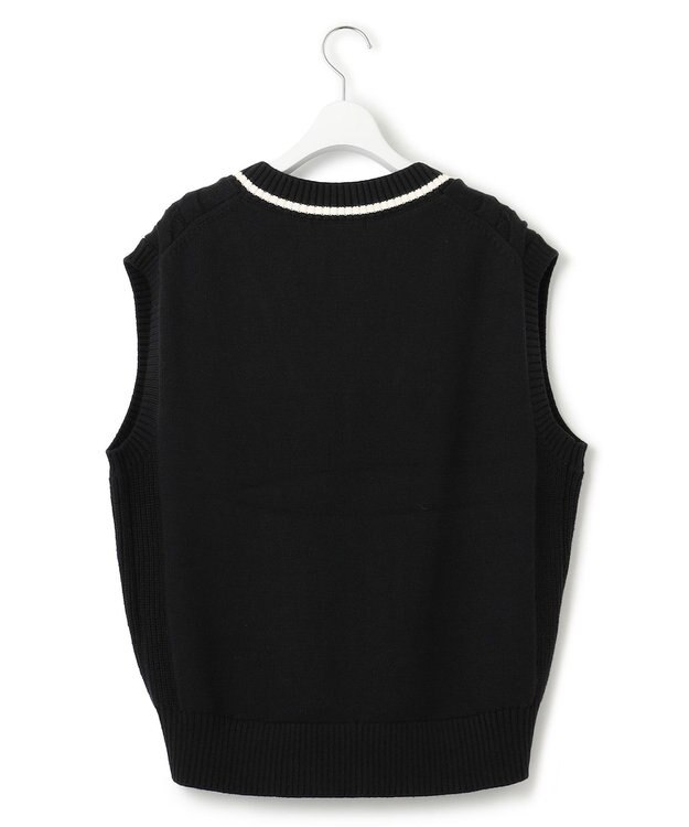 23区 【洗える】コットンリリー Vネック ベスト ブラック系