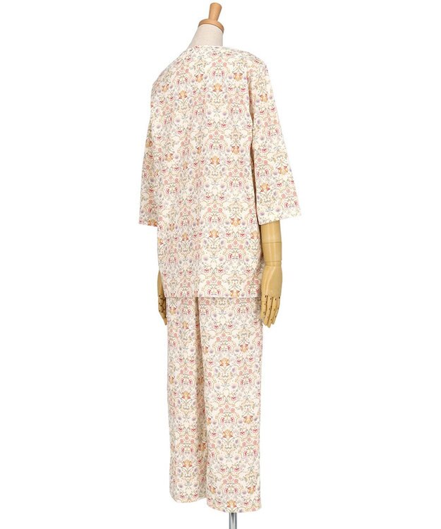 WACOAL パジャマ 綿100%(本体) 天竺素材 ミントン 7分袖 長袖 長ズボン レディース NDT266 /ワコール クリーム