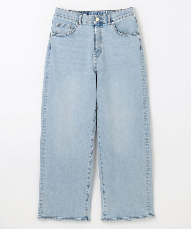 ANY 【大好評につき新色登場/洗濯機可/ウエストゴム/ストレッチ】ワイドデニムパンツ ブリーチ