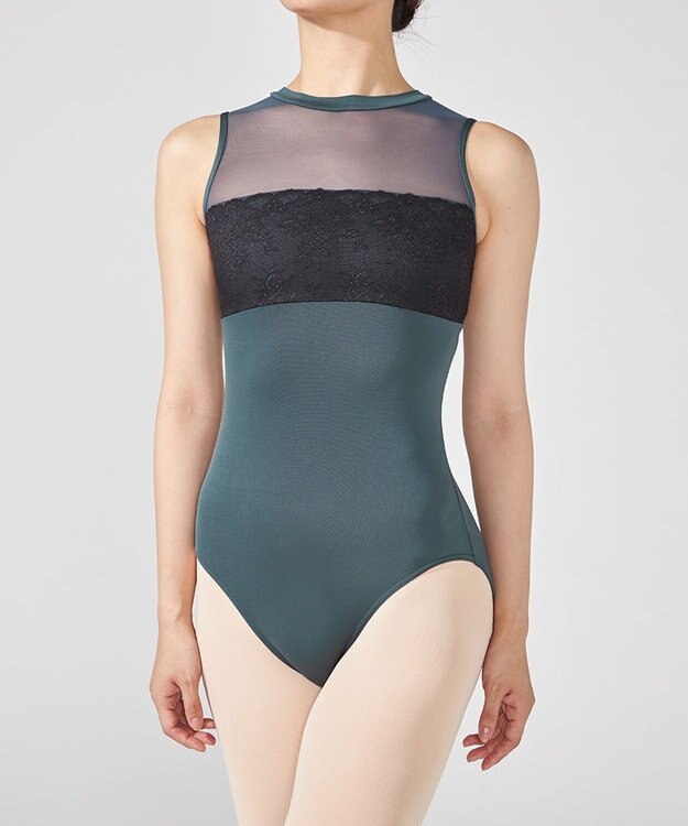 Chacott ハイネックレオタード ボトルグリーン