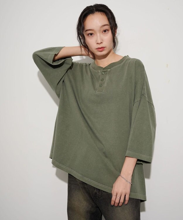 WEGO 【ユニセックス着用ITEM】HENRYNECK　T カーキ