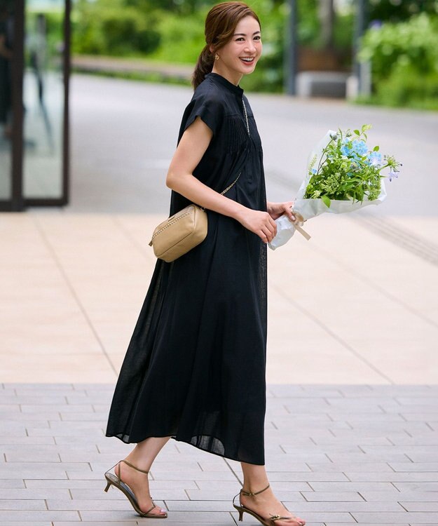 23区 【一部店舗限定/接触冷感/洗える】ラミータンブラー フレンチスリーブ ワンピース ブラック系