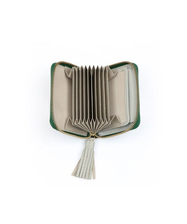 UNBILLION ペルケ perche / ドット型押し・ジャバラカードウォレット グリーン