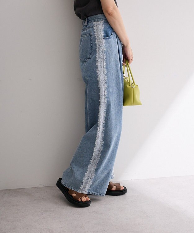 Green Parks サイドレースデニムワイドパンツ Light Indigo