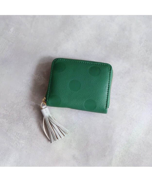 UNBILLION ペルケ perche / ドット型押し・ジャバラカードウォレット グリーン