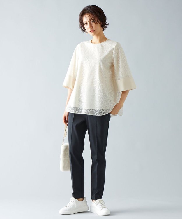 自由区 【撥水加工・洗える】ライトモクロディテーパード パンツ ネイビー系