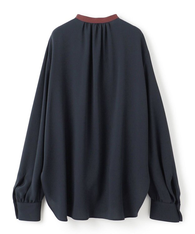 BEIGE， 【洗える】SIBYLLE / 配色カラーロングパフスリーブブラウス Navy×Bordeaux