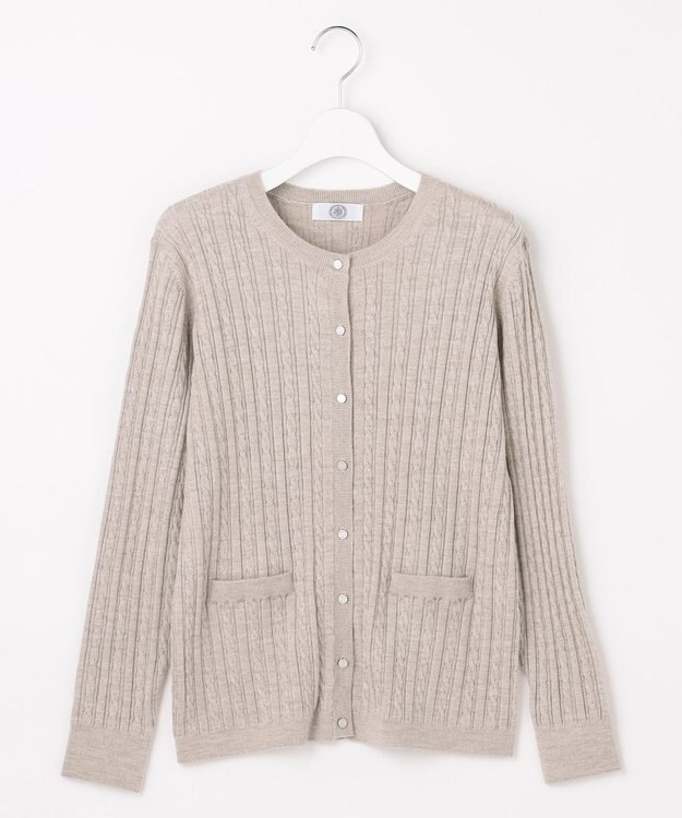 J.PRESS LADIES KNIT BASIC クルーネック カーディガン ベージュ系
