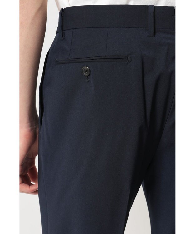 DAKS ウールブレンドストレッチテーパードスラックス ネイビー