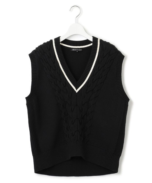 23区 L 【洗える】コットンリリー Vネック ベスト ブラック系