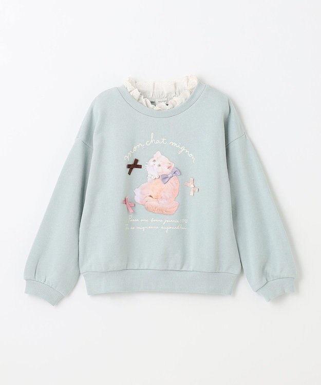 ANY KIDS フォトネコ 裏毛 トレーナー ミント