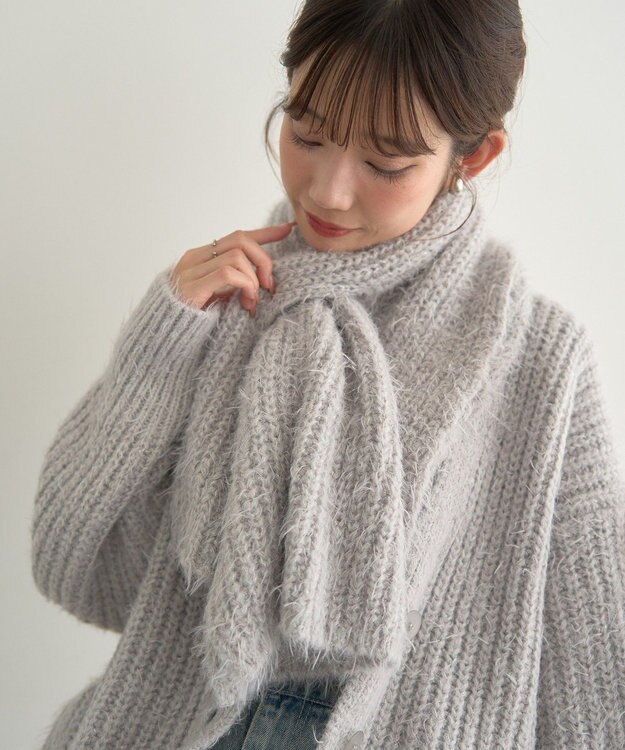 earth music&ecology カラーミックスシャギーマフラー Gray