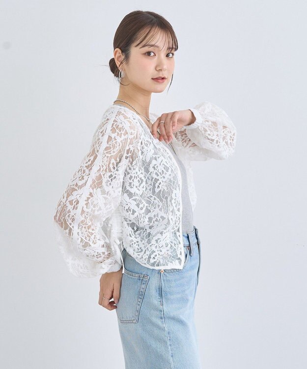 earth music&ecology レースＺＩＰシャツ Off White