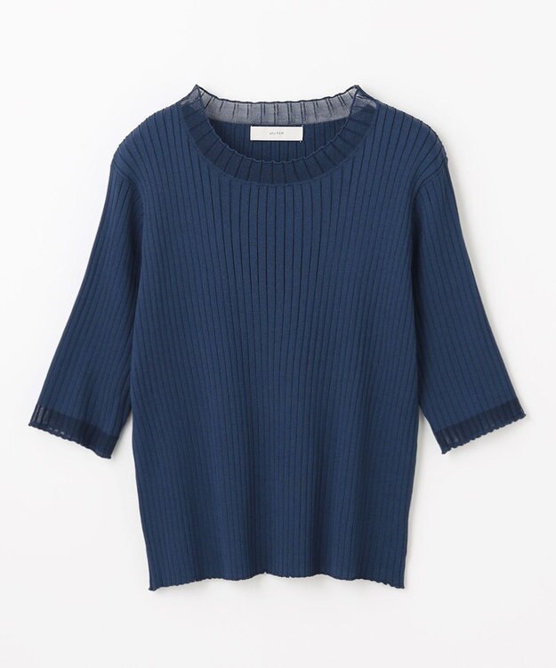 ANY L ポイントシアーリブニット ネイビー