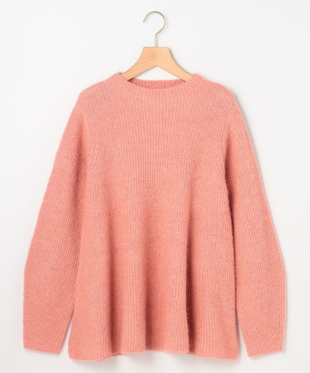 組曲 L へアリーヤーン フレア ニット アプリコットピンク系