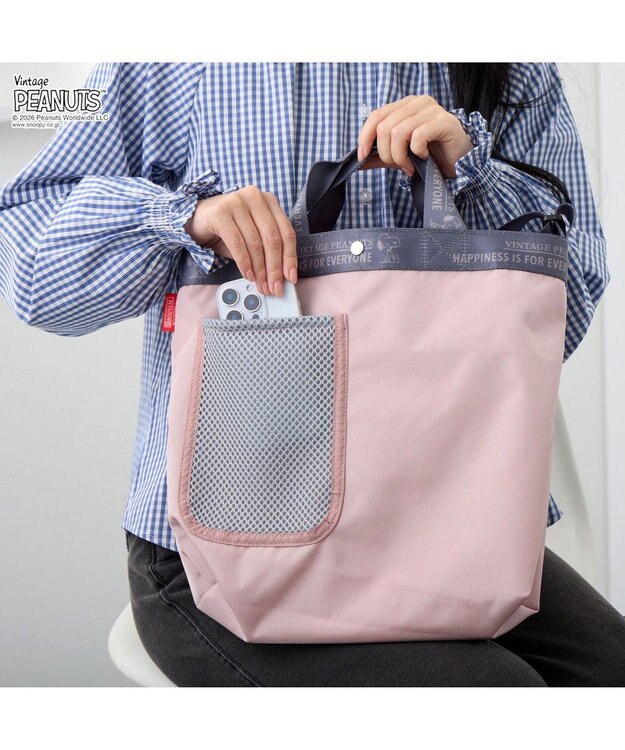 ROOTOTE 8505【ルートート】スヌーピー IP.ミディアム2w.ピーナッツ-1D 02：ピンク