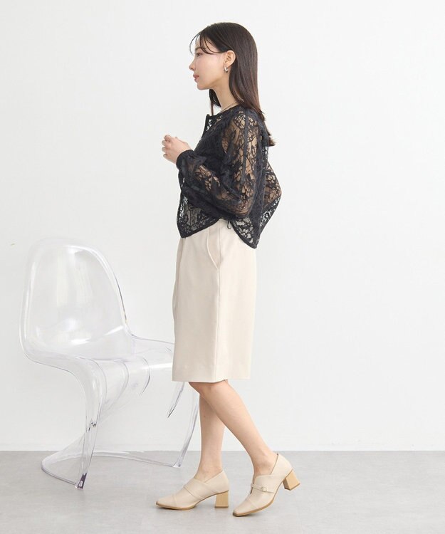 earth music&ecology レースＺＩＰシャツ Black