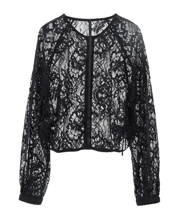 earth music&ecology レースＺＩＰシャツ Black