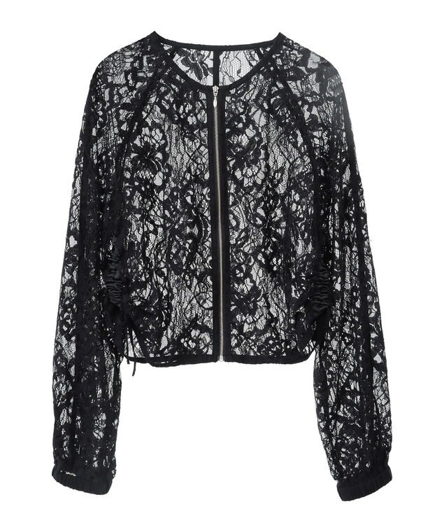 earth music&ecology レースＺＩＰシャツ Black